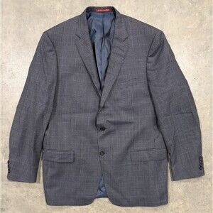 Hart Schaffner & Marx Men’s 100% Wool Houndstooth Blazer Jacket Blue • USA • 48L